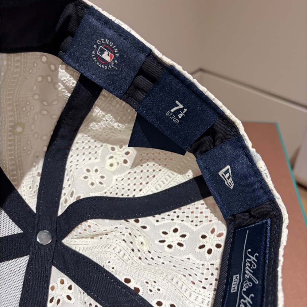 Kith Cream and Navy Eyelet Lace Baseball Cap - Picture 3 of 7